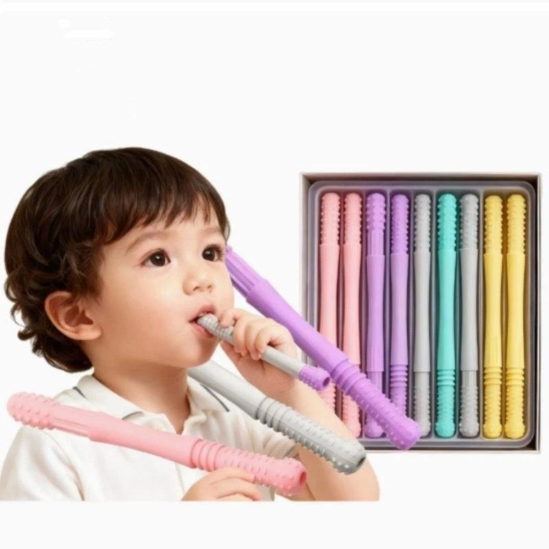 Baby Food Youtube - Lebensmittelechter Kau-Schlauch für Kinder, Sprachtherapie-Zahnmassagegerät, Hohler
