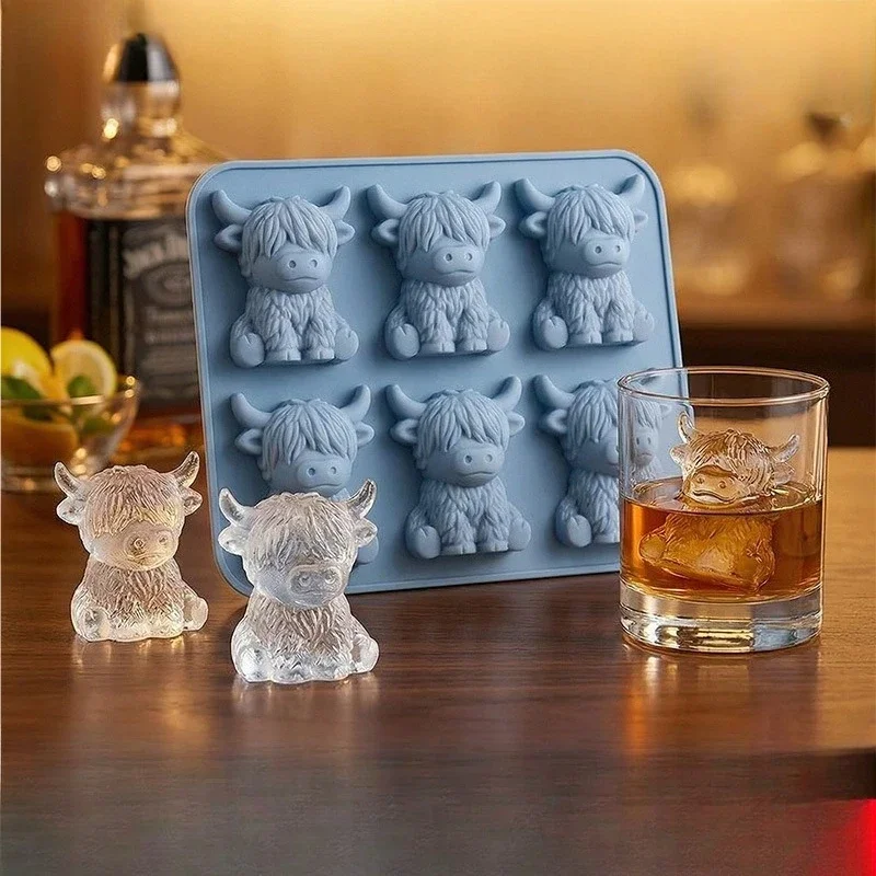 Baby Food Tray - Silikon-Eiswürfelform „Hochlandkuh“ – Mini-Yak-Eiswürfelbehälter, BPA-frei, lebensmittelecht,