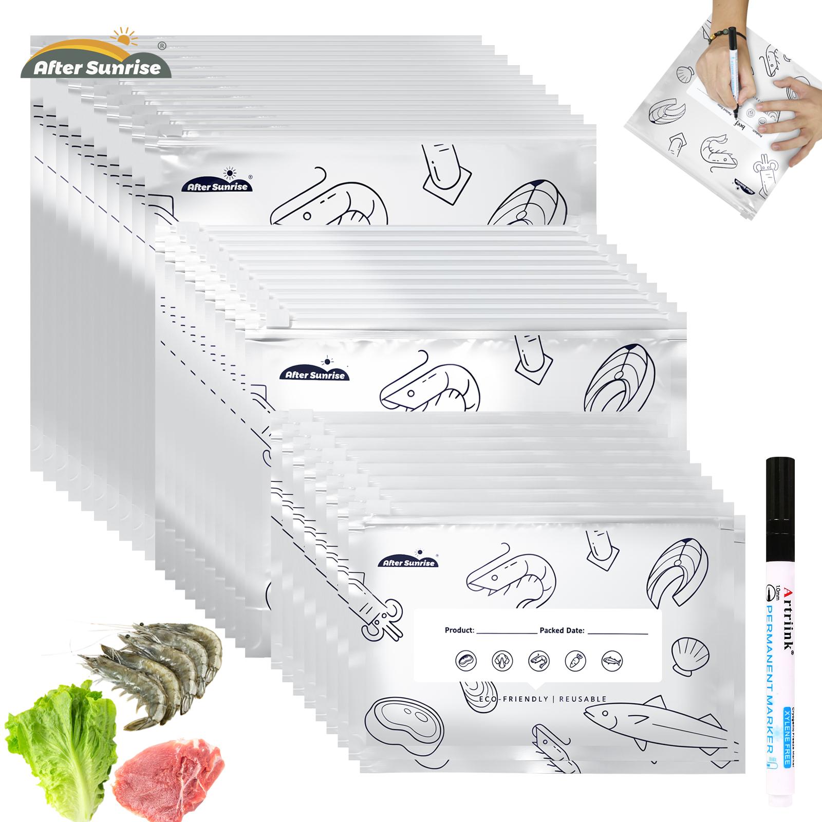 Food Pouch Reusable - 【Gekühlte Lebensmittel】Wiederverwendbare, verschließbare Aufbewahrungsbeutel aus Aluminiumfolie,