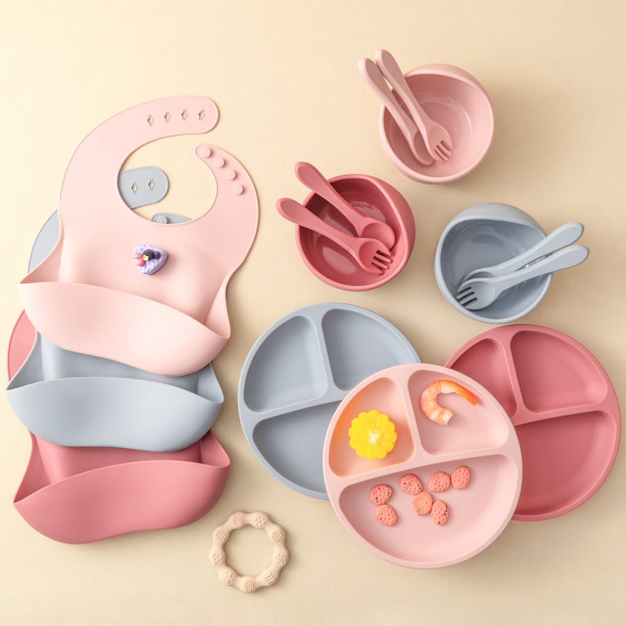 Baby Food Tray - 5Pcs Baby Silikon Fütterung Set Runde