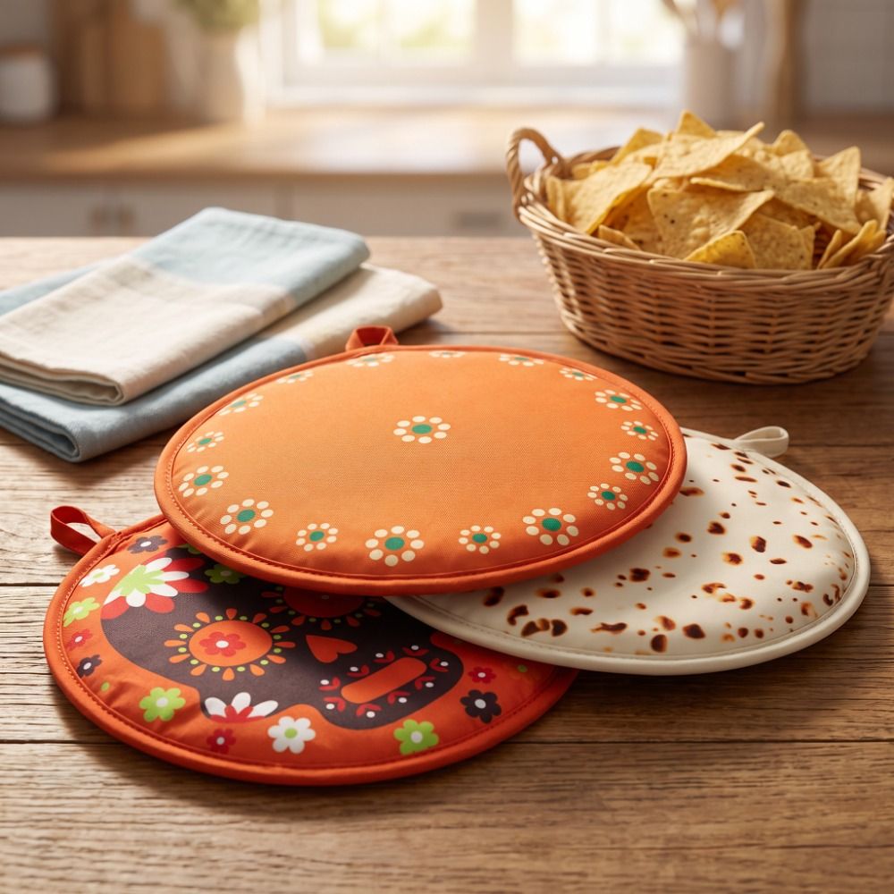 Food Pouch Reusable - Wärmeisolierender Tortilla-Wärmer-Beutel, runde Form, wiederverwendbarer Tortilla-Aufbewahrer,