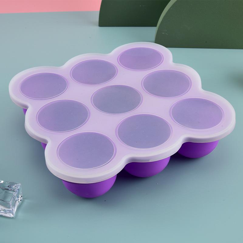 Baby Food Tray - Baby-Nahrung Silikonbehälter 9-Fächer Gefrierfach-Einsatz Auslaufsicherer Deckel